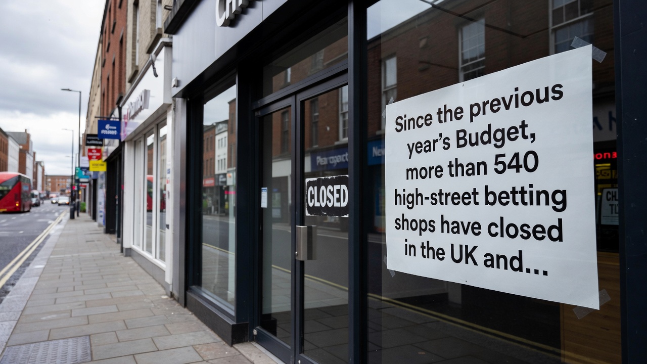 UK high street with multiple closed retail units including former betting shops