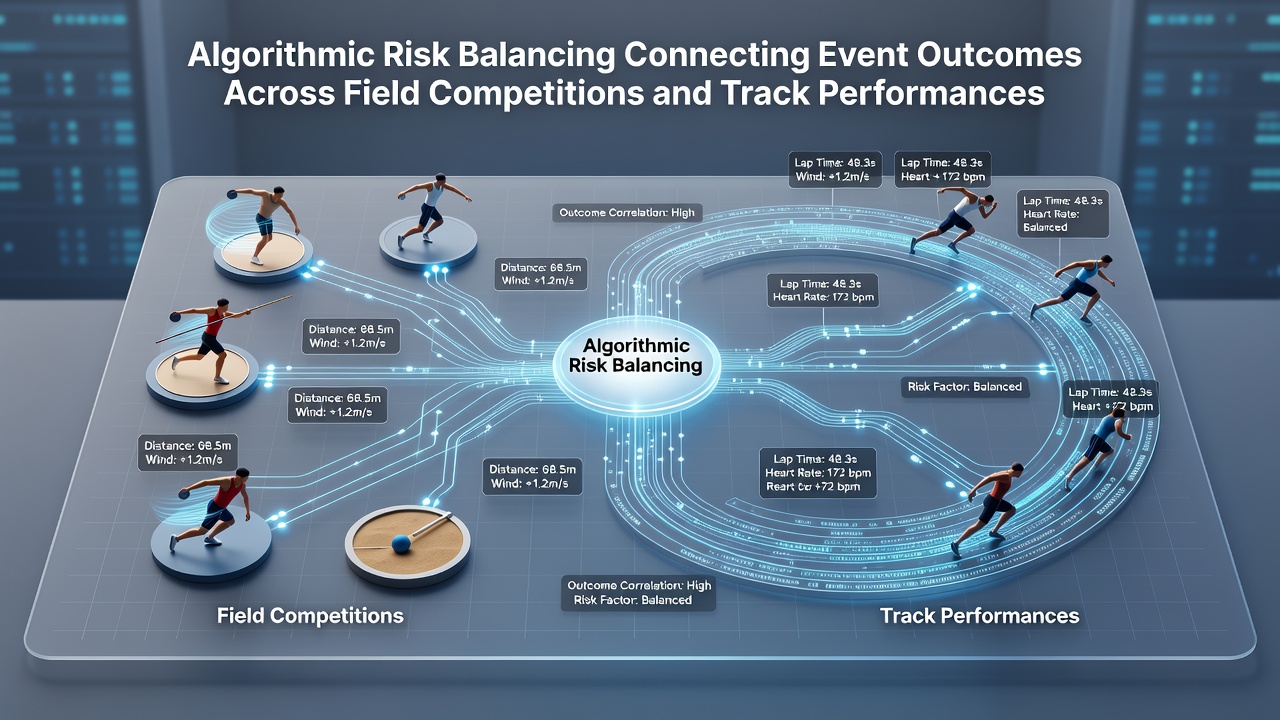 Mobile app dashboard showing connected risk metrics from athletic fields, racing tracks, and esports tournaments in a unified view