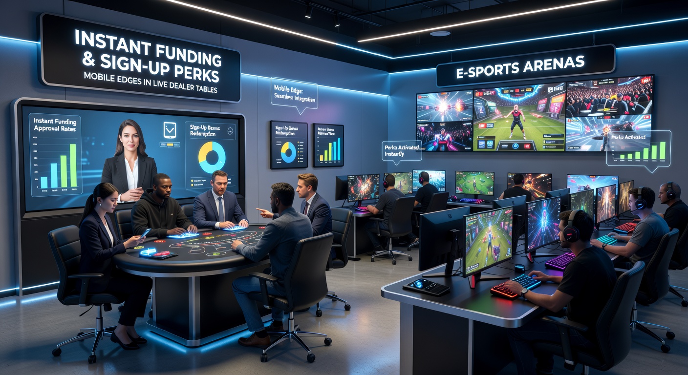 E-sports arena crowd with mobile betting app open, showing instant deposit confirmation and live odds for a Dota 2 match