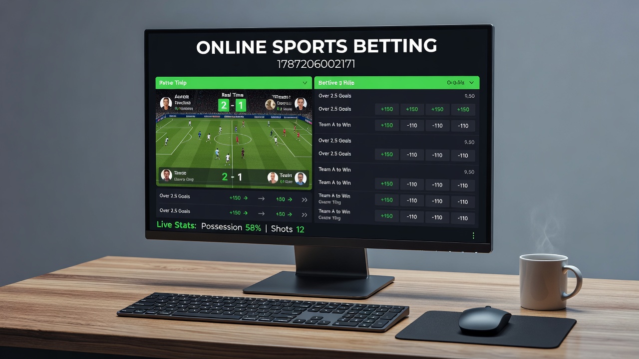 Diverse group of bettors analyzing e-sports and horse racing odds on tablets during a live event