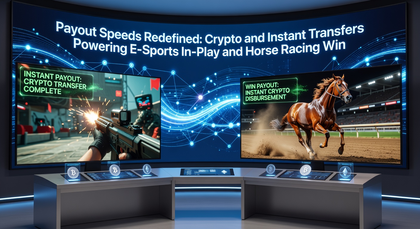 Screenshot of a mobile app displaying instant bank transfer confirmation for a horse racing bet win, with e-sports odds updating in the background