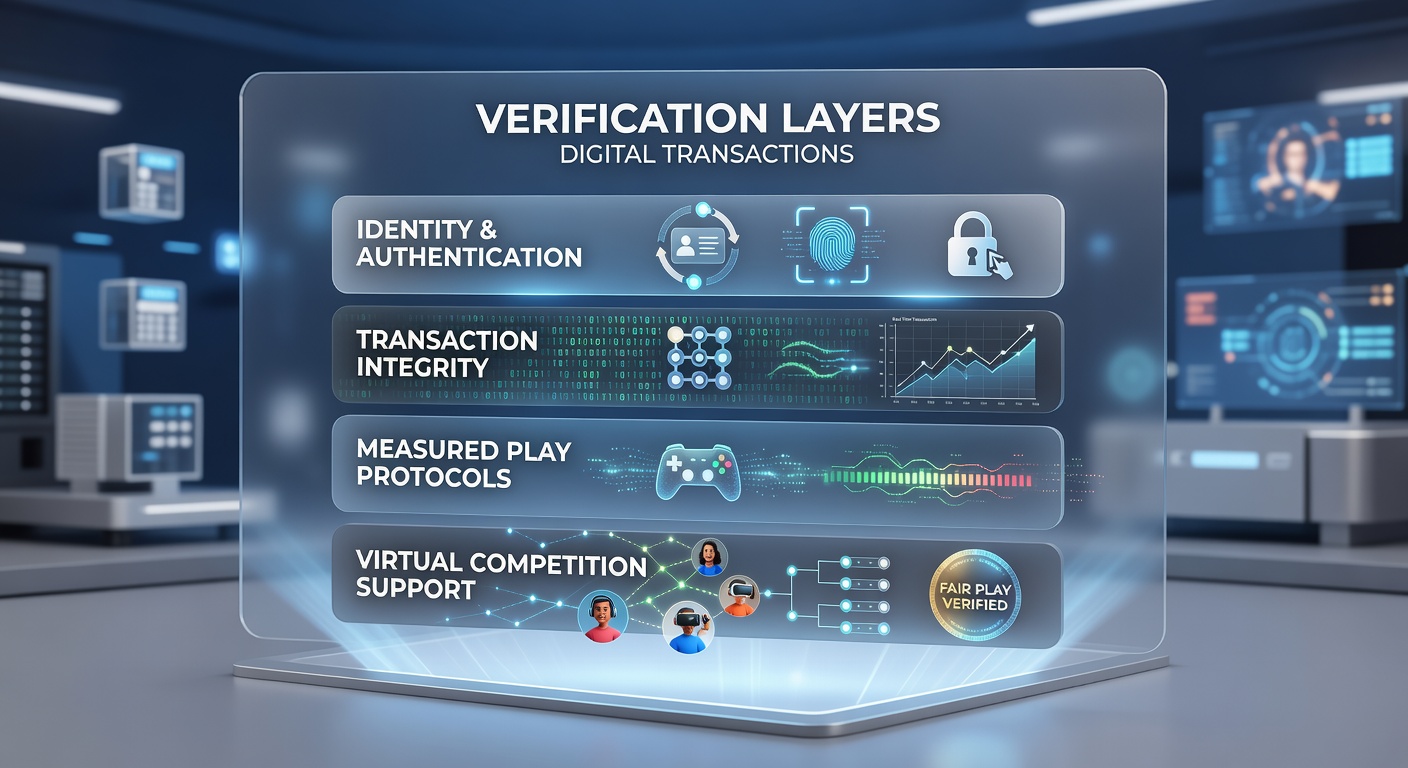 Secure mobile interface displaying transaction verification during live virtual and track events